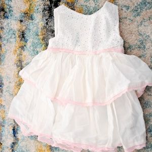 White and Pink Eyelet Dress